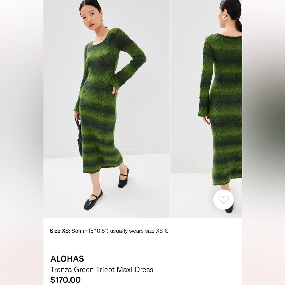 ALOHAS Striped Green Long Sleeve Dress
